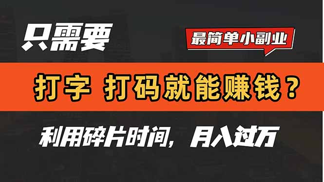 （14673期）只需要打字，打码，就能赚钱？简单的赚钱小副业，利用碎片时间，_免费分享网络创业,副业,信息差项目的老牌资源整合平台！金铲子项目