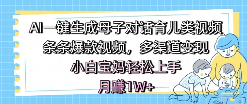 AI一键生成母子对话育儿类视频，条条爆款视频，多渠道，小白宝妈上手，_免费分享网络创业,副业,信息差项目的老牌资源整合平台！金铲子项目
