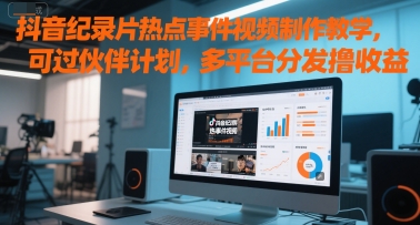 抖音纪录片热点事件视频制作教学，可过伙伴计划，多平台分发撸_免费分享网络创业,副业,信息差项目的老牌资源整合平台！金铲子项目