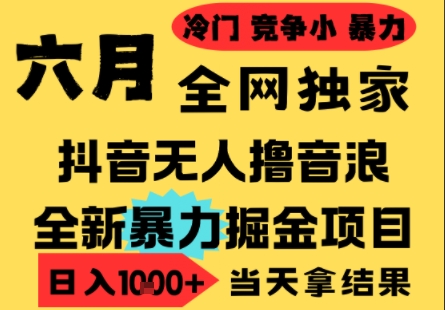 25年6月高爆抖音无人直播最新撸音浪掘金项目，小白可做，无脑，门槛低可批量矩阵_免费分享网络创业,副业,信息差项目的老牌资源整合平台！金铲子项目