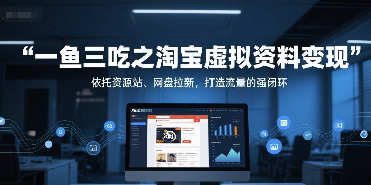 一鱼三吃之淘宝虚拟资料，依托资源站、网盘拉新，打造流量的强闭环_免费分享网络创业,副业,信息差项目的老牌资源整合平台！金铲子项目