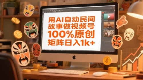 用AI自动民间故事做视频号，100%原创，矩阵_免费分享网络创业,副业,信息差项目的老牌资源整合平台！金铲子项目