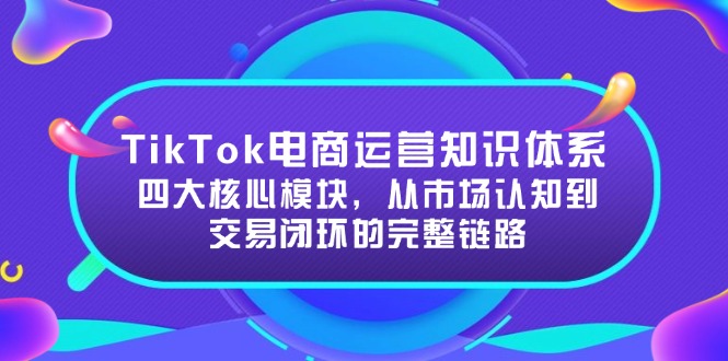 （15065期）TikTok电商运营知识体系：四大核心模块，从市场认知到交易闭环的完整链路_免费分享网络创业,副业,信息差项目的老牌资源整合平台！金铲子项目