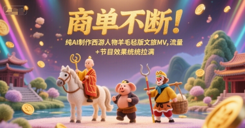 商单不断纯AI制作西游人物羊毛毡版文旅MV，流量节目效果统统拉满_免费分享网络创业,副业,信息差项目的老牌资源整合平台！金铲子项目
