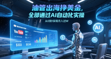 油管出海挣美金，全部通过AI自动化实操，从0到1实现过W_免费分享网络创业,副业,信息差项目的老牌资源整合平台！金铲子项目