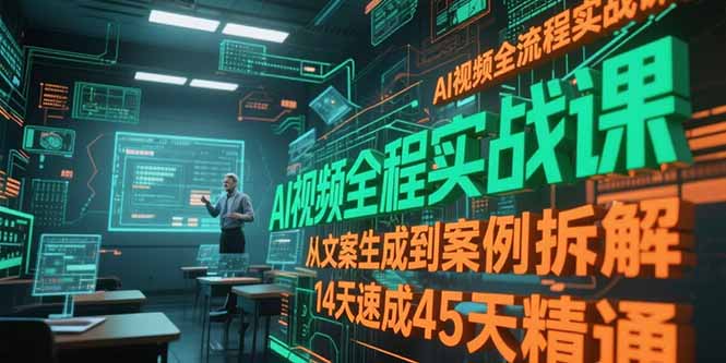 （15172期）AI视频全流程实战课，从文案生成到案例拆解，14天速成45天精通_免费分享网络创业,副业,信息差项目的老牌资源整合平台！金铲子项目