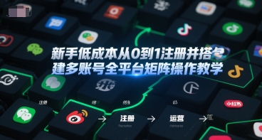 新手从0到1注册并搭建多账号全平台矩阵操作教学，手机号-邮箱-IP-工具_免费分享网络创业,副业,信息差项目的老牌资源整合平台！金铲子项目