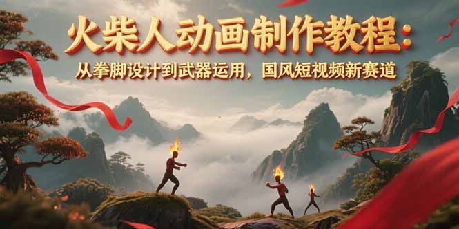 （15171期）火柴人动画制作教程：从拳脚设计到武器运用，国风短视频新赛道_免费分享网络创业,副业,信息差项目的老牌资源整合平台！金铲子项目