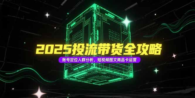 （15233期）2025投流带货全攻略，账号定位人群分析，短视频图文商品卡运营_免费分享网络创业,副业,信息差项目的老牌资源整合平台！金铲子项目