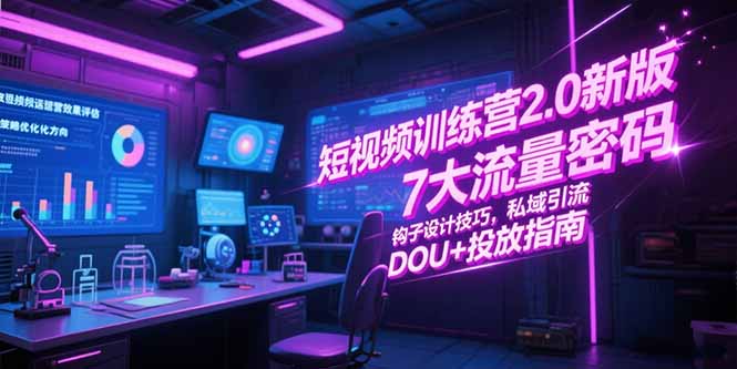 （15255期）短视频训练营2.0新版，7大流量密码/钩子设计技巧/私域引流/DOU投放指南_免费分享网络创业,副业,信息差项目的老牌资源整合平台！金铲子项目
