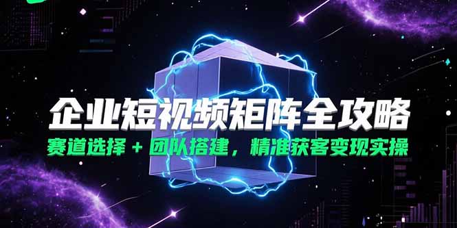 （15242期）企业短视频矩阵全攻略，赛道选择团队搭建，精准获客实操_免费分享网络创业,副业,信息差项目的老牌资源整合平台！金铲子项目