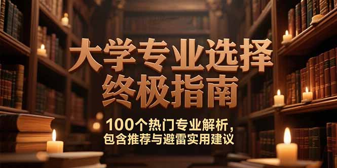 （15261期）付费文：大学专业选择终极指南,100个热门专业解析,包含推荐与避雷实用建议_免费分享网络创业,副业,信息差项目的老牌资源整合平台！金铲子项目