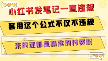 小红书发笔记一直违规，套用这个公式不仅不违规，来的还都是精准的付费粉_免费分享网络创业,副业,信息差项目的老牌资源整合平台！金铲子项目