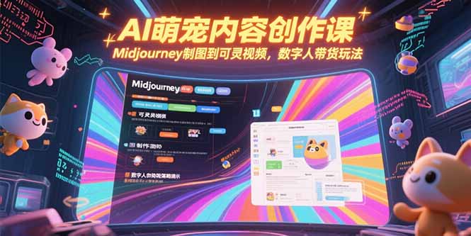 （15311期）AI萌宠内容创作课，Midjourney制图到可灵视频，数字人带货玩法_免费分享网络创业,副业,信息差项目的老牌资源整合平台！金铲子项目