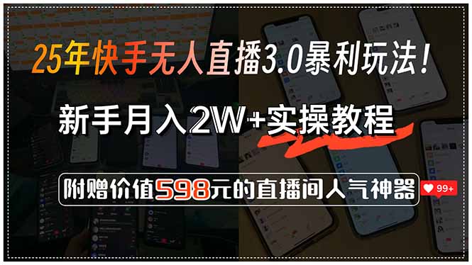 （15335期）25年快手无人直播3.0暴利玩法，新手实操教程，附赠价值598元…_免费分享网络创业,副业,信息差项目的老牌资源整合平台！金铲子项目