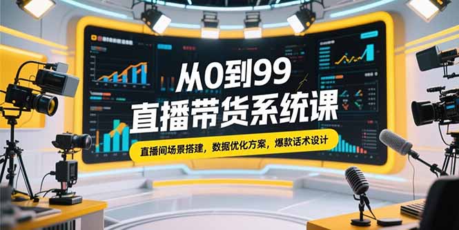（15362期）从0到99直播带货系统课，直播间场景搭建，数据优化方案，爆款话术设计_免费分享网络创业,副业,信息差项目的老牌资源整合平台！金铲子项目