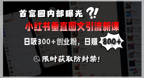 首富圈内部曝光小红书垂直图文引流新课，日吸创业粉限时获取防封禁_免费分享网络创业,副业,信息差项目的老牌资源整合平台！金铲子项目