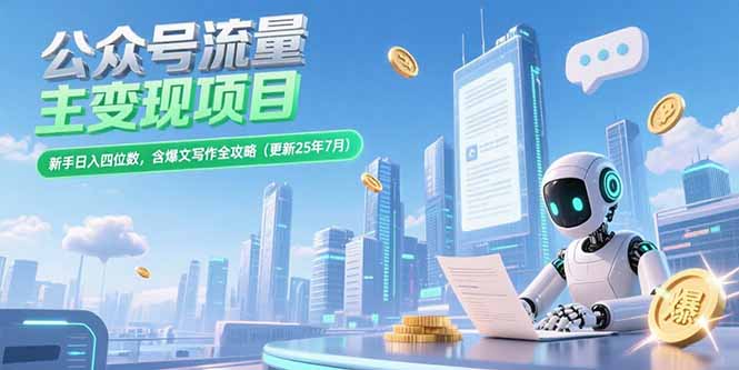 （15412期）公众号流量主项目，新手四位数，含爆文写作全攻略(更新25年7月)_免费分享网络创业,副业,信息差项目的老牌资源整合平台！金铲子项目