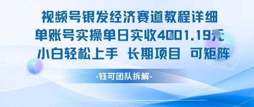 视频号银发经济赛道单账号实操单日实收，小白上手长期项目_免费分享网络创业,副业,信息差项目的老牌资源整合平台！金铲子项目