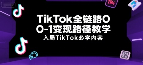 TikTok全链路0-1路径教学，入局TikTok必学内容_免费分享网络创业,副业,信息差项目的老牌资源整合平台！金铲子项目