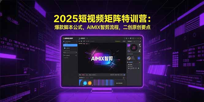 （15475期）2025短视频矩阵特训营：爆款脚本公式，AIMIX智剪流程，二创原创要点_免费分享网络创业,副业,信息差项目的老牌资源整合平台！金铲子项目