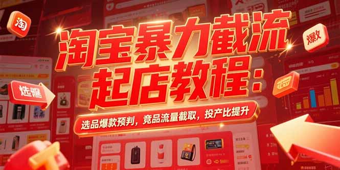 （15468期）淘宝暴力截流起店教程：选品爆款预判，竞品流量截取，投产比提升_免费分享网络创业,副业,信息差项目的老牌资源整合平台！金铲子项目