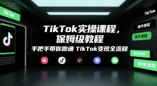 TikTok实操课程，保姆级教程，手把手带你跑通TikTok全流程_免费分享网络创业,副业,信息差项目的老牌资源整合平台！金铲子项目