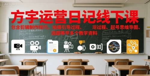方宇运营日记线下课，包含剪辑制作技巧、拍摄引导过程、起号思维导图、选题等多个教学资料_免费分享网络创业,副业,信息差项目的老牌资源整合平台！金铲子项目