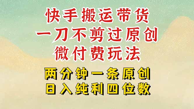 （15577期）快手黑科技搬运带货，一刀不剪过原创，微付费投流玩法，四位数…_免费分享网络创业,副业,信息差项目的老牌资源整合平台！金铲子项目