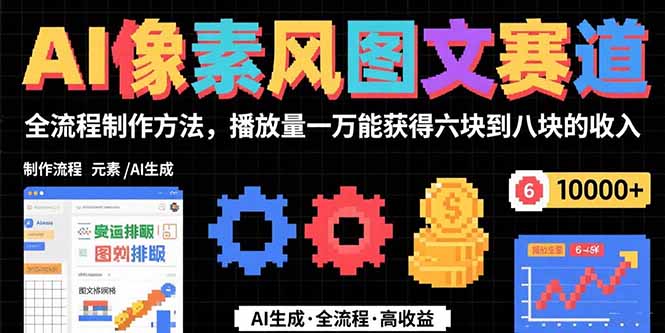 （15572期）AI像素风图文赛道：全流程制作方法，播放量一万能获得6块到8块的_免费分享网络创业,副业,信息差项目的老牌资源整合平台！金铲子项目