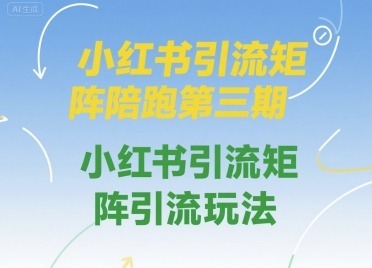 小红书引流矩阵陪跑第三期，小红书引流矩阵引流玩法_免费分享网络创业,副业,信息差项目的老牌资源整合平台！金铲子项目