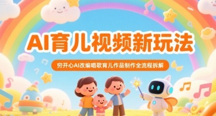 AI育儿视频新玩法，穷开心AI改编唱歌育儿作品制作全流程拆解_免费分享网络创业,副业,信息差项目的老牌资源整合平台！金铲子项目