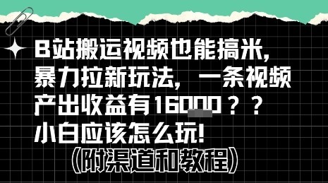 b站掘金计划？搬运视频也能挣拉新的，小白应该怎么玩_免费分享网络创业,副业,信息差项目的老牌资源整合平台！金铲子项目