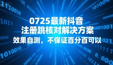0725最新抖音注册跳核对解决方案，效果自测，不保证百分百可以_免费分享网络创业,副业,信息差项目的老牌资源整合平台！金铲子项目