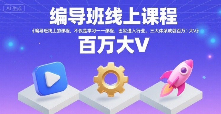 编导班线上课程，不仅是学习一门课程，更是进入一个行业，三大体系成就百万大V_免费分享网络创业,副业,信息差项目的老牌资源整合平台！金铲子项目