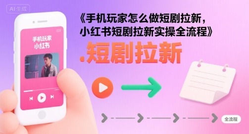手机玩家怎么做短剧拉新，小红书短剧拉新实操全流程_免费分享网络创业,副业,信息差项目的老牌资源整合平台！金铲子项目