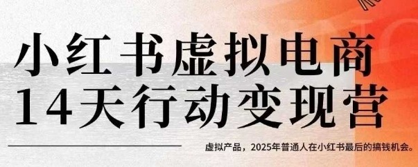 小红书虚拟电商14天训练营，虚拟产品，2025年普通人在小红书最后的搞钱机会_免费分享网络创业,副业,信息差项目的老牌资源整合平台！金铲子项目