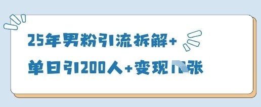 25年男粉引流拆解单日引200人_免费分享网络创业,副业,信息差项目的老牌资源整合平台！金铲子项目