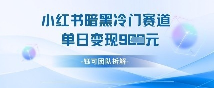 小红书冷门”暗黑”赛道，单日_免费分享网络创业,副业,信息差项目的老牌资源整合平台！金铲子项目