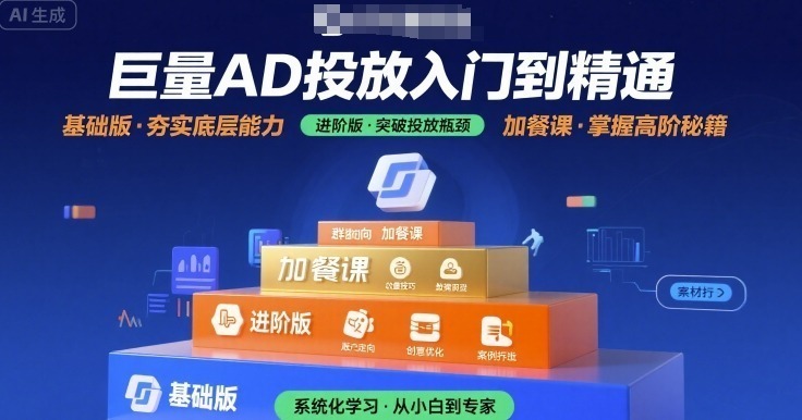 巨量AD投放入门到精通，基础版进阶版加餐课_免费分享网络创业,副业,信息差项目的老牌资源整合平台！金铲子项目