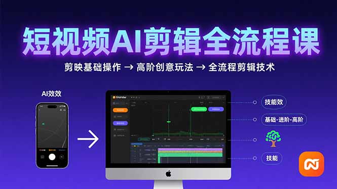 （15647期）短视频AI剪辑技能，从剪映基础操作到高阶创意玩法，全流程剪辑技术_免费分享网络创业,副业,信息差项目的老牌资源整合平台！金铲子项目