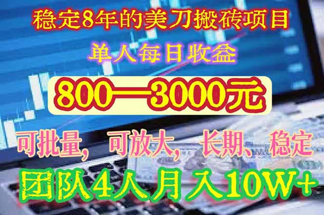 （15632期）稳定8年的美刀搬砖项目，单人每3000.团队4人.可线下_免费分享网络创业,副业,信息差项目的老牌资源整合平台！金铲子项目