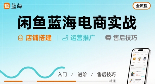 闲鱼蓝海电商实战，店铺搭建运营售后全流程_免费分享网络创业,副业,信息差项目的老牌资源整合平台！金铲子项目