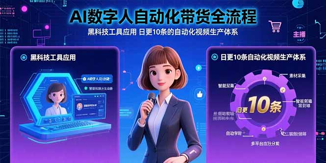 （15699期）AI数字人自动化带货全流程：黑科技工具应用日更10条的自动化视频生产体系_免费分享网络创业,副业,信息差项目的老牌资源整合平台！金铲子项目