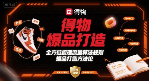 得物爆品打造，全方位梳理得物流量算法规则爆品打造规则_免费分享网络创业,副业,信息差项目的老牌资源整合平台！金铲子项目