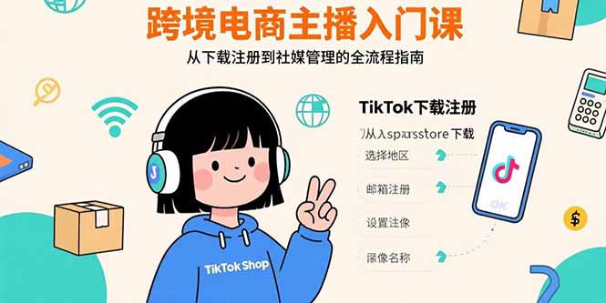 （15708期）跨境电商主播入门课，TikTok下载注册，支付工具配置，社媒账号管理全流程_免费分享网络创业,副业,信息差项目的老牌资源整合平台！金铲子项目