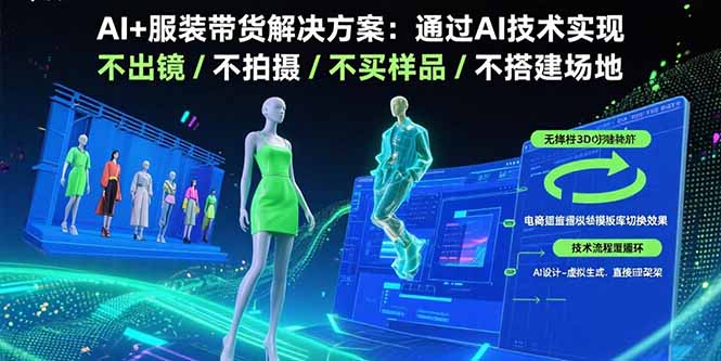 （15728期）AI服装带货解决方案：通过AI技术实现不出镜/不拍摄/不买样品/不搭建场地_免费分享网络创业,副业,信息差项目的老牌资源整合平台！金铲子项目