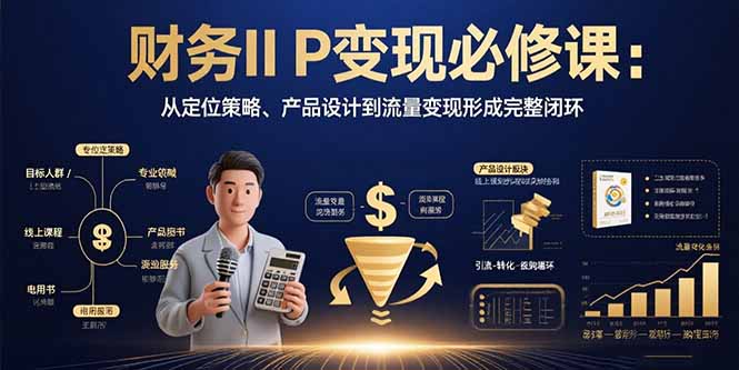 （15728期）财务IP必修课：从定位策略、产品设计到流量形成完整闭环_免费分享网络创业,副业,信息差项目的老牌资源整合平台！金铲子项目