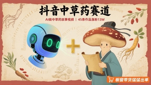 抖音中草药赛道，用AI做中草药故事视频，45条作品涨粉，橱窗带货猛猛出单_免费分享网络创业,副业,信息差项目的老牌资源整合平台！金铲子项目