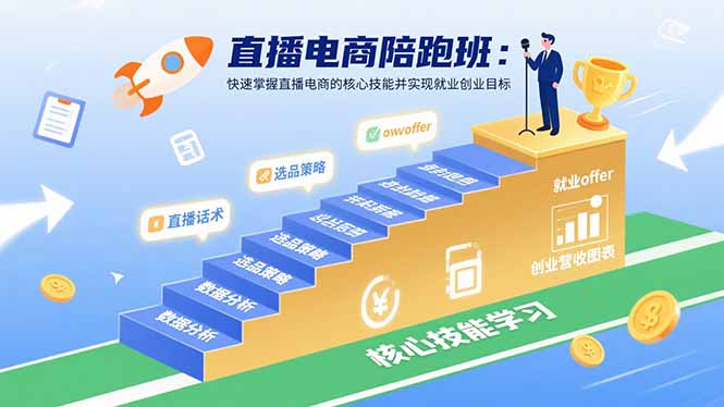 （15900期）直播电商陪跑班：快速掌握直播电商的核心技能并实现就业/创业目标_免费分享网络创业,副业,信息差项目的老牌资源整合平台！金铲子项目